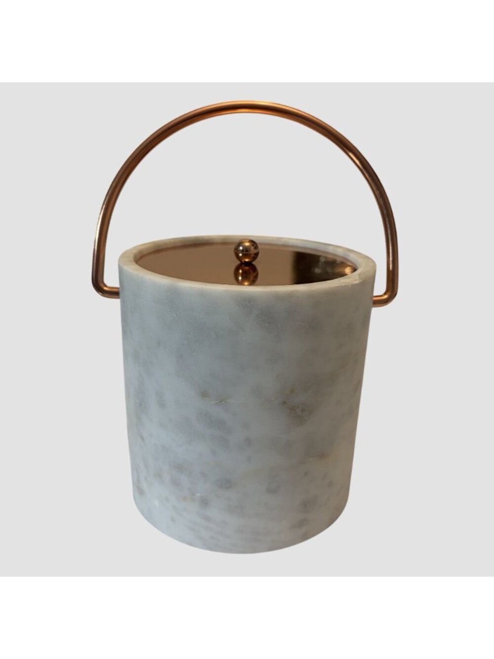Williams Sonoma Marble Copper Ice Bucket Wine Chillers Lid Handle Solid Barware